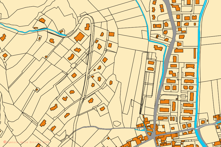 Mappa catastale del centro di Mezzane di Sotto: particelle e fabbricati, cartografia Agenzia delle Entrate