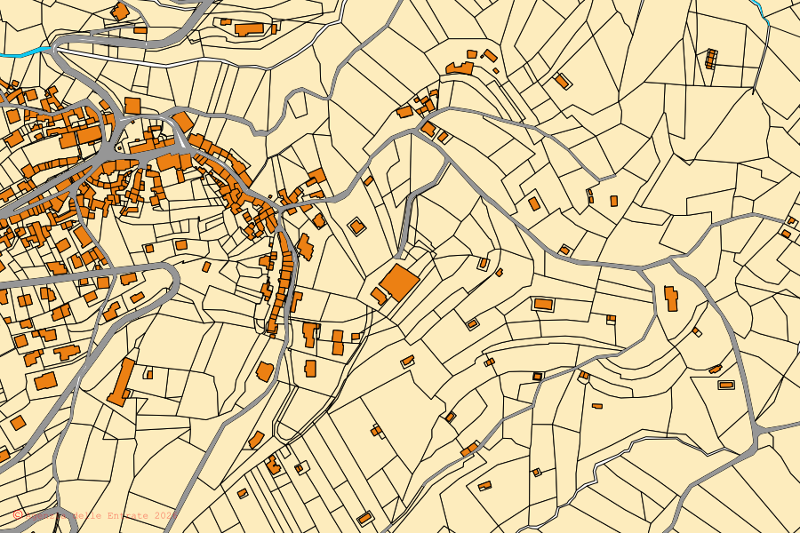 Mappa catastale del centro di Miane: particelle e fabbricati, cartografia Agenzia delle Entrate