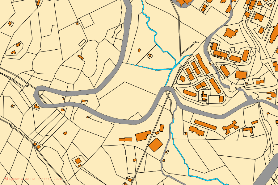 Mappa catastale del centro di Miglionico: particelle e fabbricati, cartografia Agenzia delle Entrate
