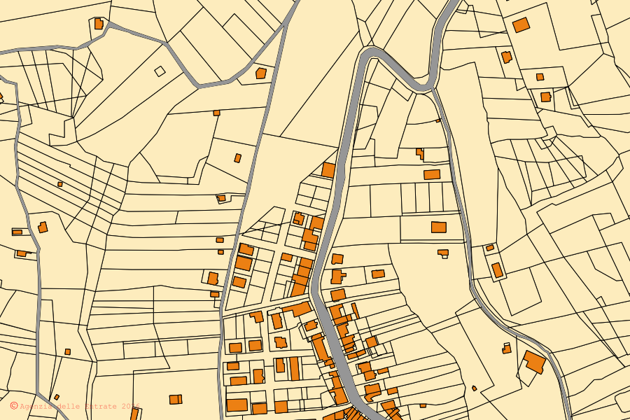 Mappa catastale del centro di Mileto: particelle e fabbricati, cartografia Agenzia delle Entrate