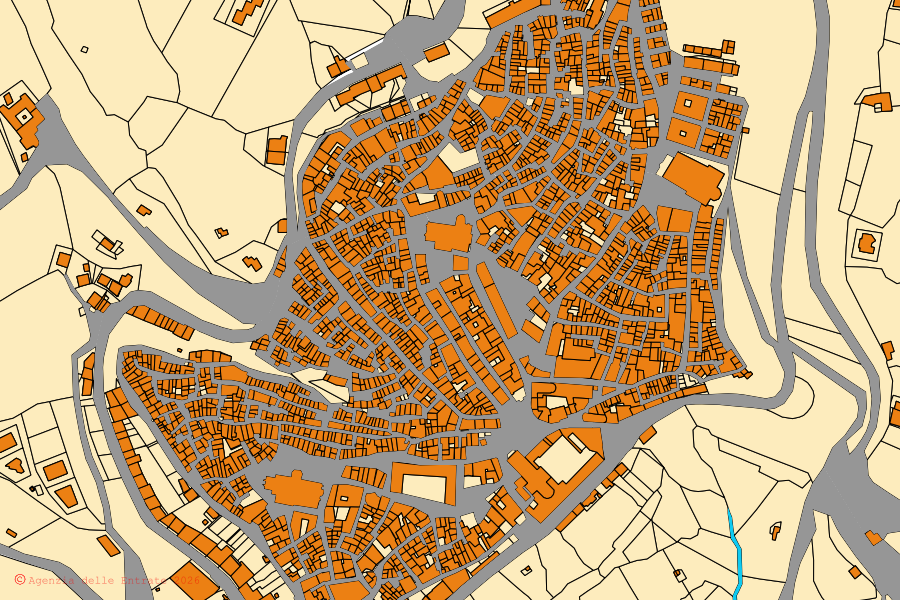 Mappa catastale del centro di Mineo: particelle e fabbricati, cartografia Agenzia delle Entrate