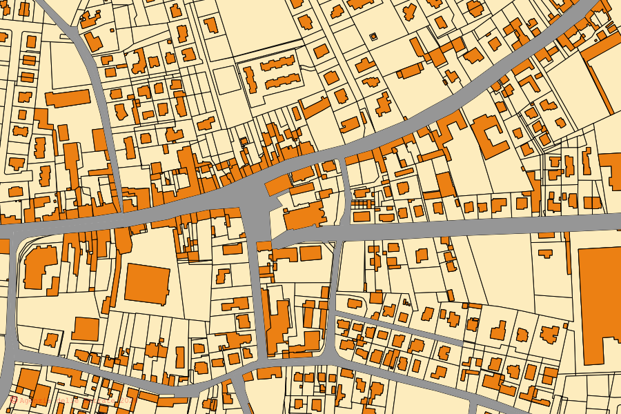 Mappa catastale del centro di Minerbe: particelle e fabbricati, cartografia Agenzia delle Entrate