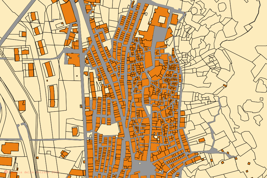 Mappa catastale del centro di Minervino Murge: particelle e fabbricati, cartografia Agenzia delle Entrate