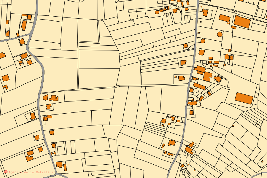 Mappa catastale del centro di Mirabella Eclano: particelle e fabbricati, cartografia Agenzia delle Entrate