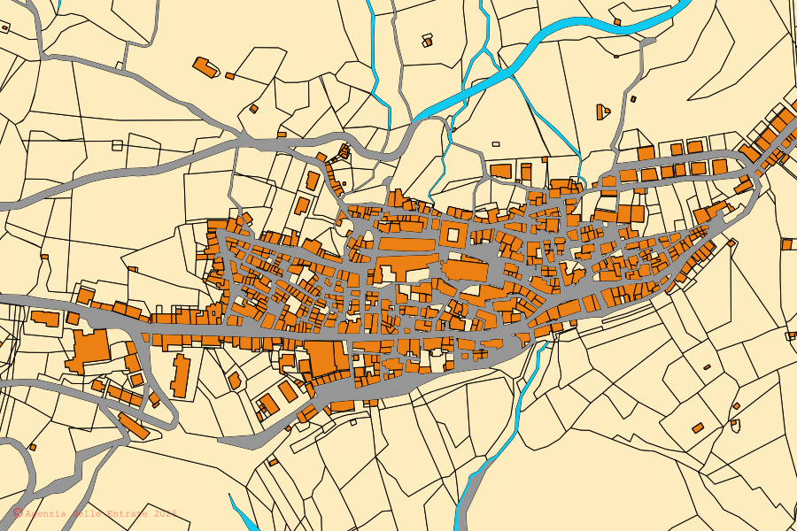 Mappa catastale del centro di Mirto: particelle e fabbricati, cartografia Agenzia delle Entrate