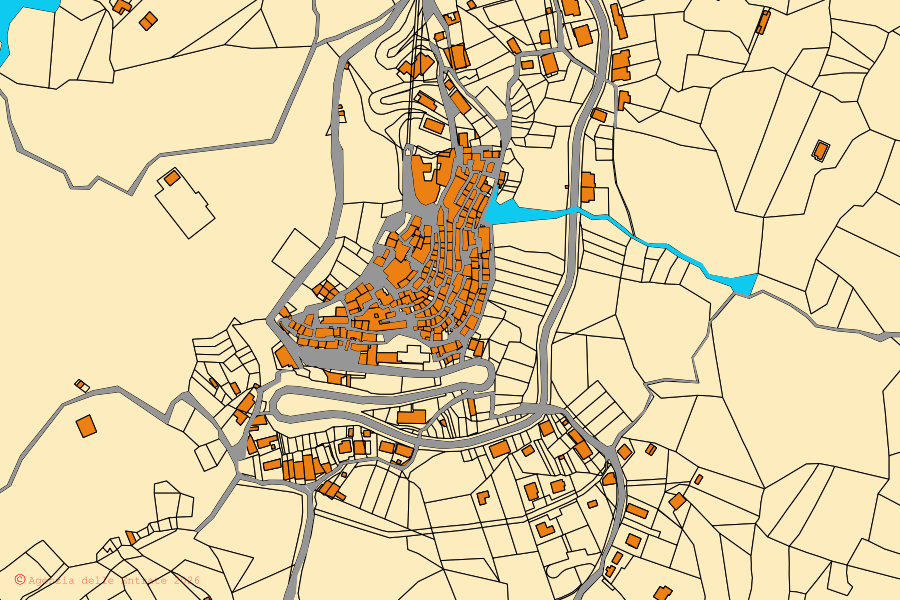 Mappa catastale del centro di Missanello: particelle e fabbricati, cartografia Agenzia delle Entrate