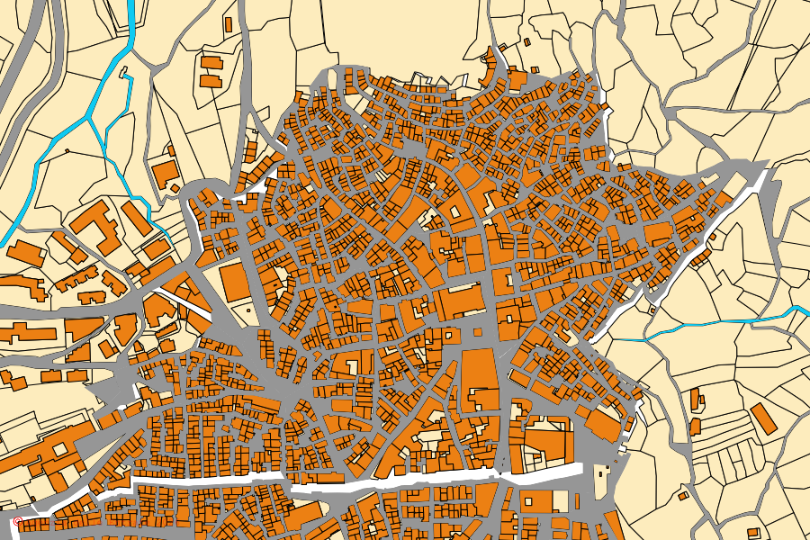 Mappa catastale del centro di Mistretta: particelle e fabbricati, cartografia Agenzia delle Entrate