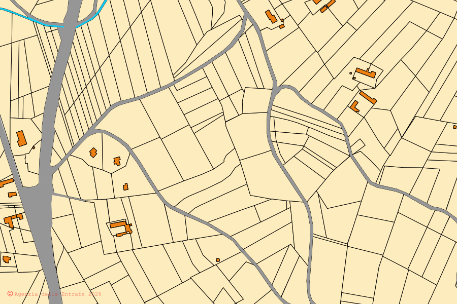 Mappa catastale del centro di Moasca: particelle e fabbricati, cartografia Agenzia delle Entrate