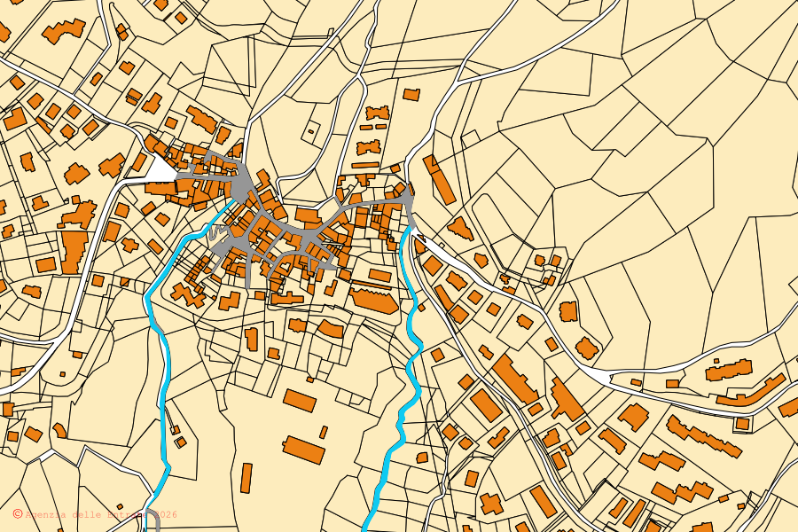 Mappa catastale del centro di Moggio: particelle e fabbricati, cartografia Agenzia delle Entrate