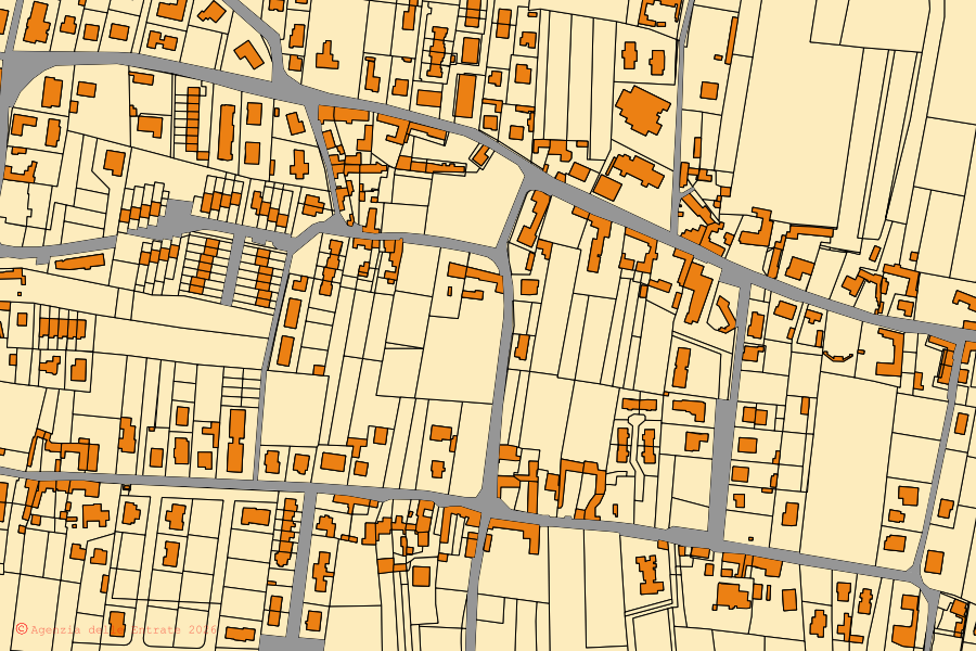 Mappa catastale del centro di Moimacco: particelle e fabbricati, cartografia Agenzia delle Entrate
