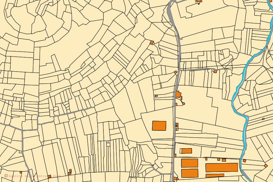 Mappa catastale del centro di Moio Alcantara: particelle e fabbricati, cartografia Agenzia delle Entrate