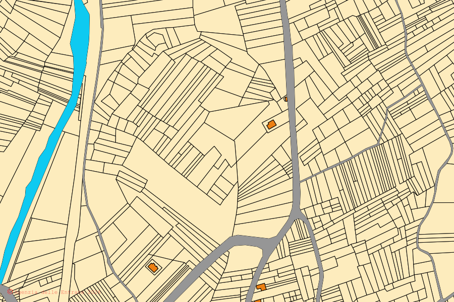 Mappa catastale del centro di Molina Aterno: particelle e fabbricati, cartografia Agenzia delle Entrate