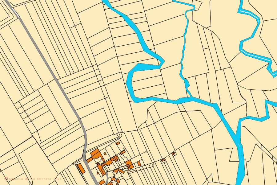 Mappa catastale del centro di Momo: particelle e fabbricati, cartografia Agenzia delle Entrate