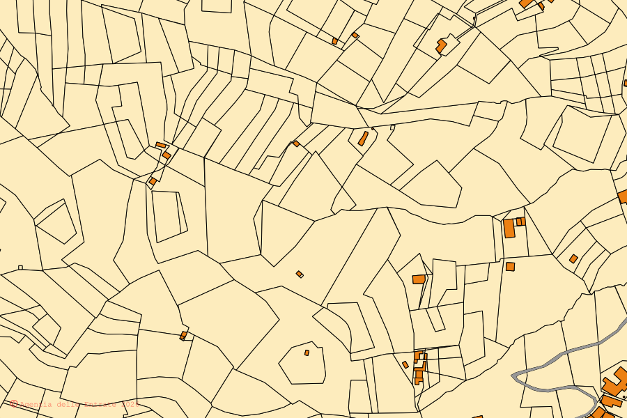 Mappa catastale del centro di Monastero di Vasco: particelle e fabbricati, cartografia Agenzia delle Entrate