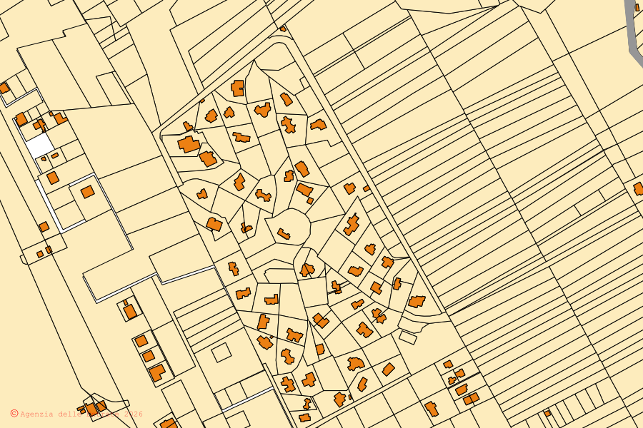 Mappa catastale del centro di Mondragone: particelle e fabbricati, cartografia Agenzia delle Entrate
