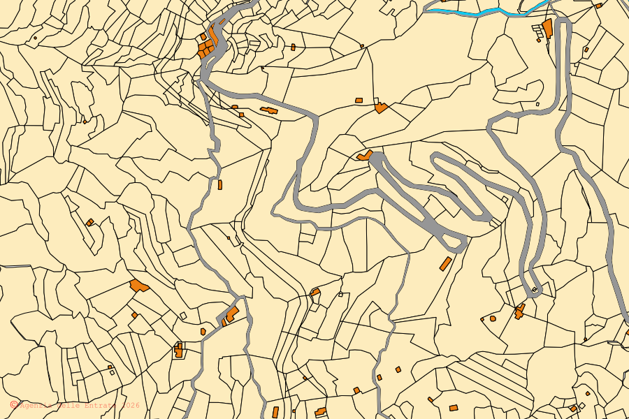 Mappa catastale del centro di Mongiuffi Melia: particelle e fabbricati, cartografia Agenzia delle Entrate