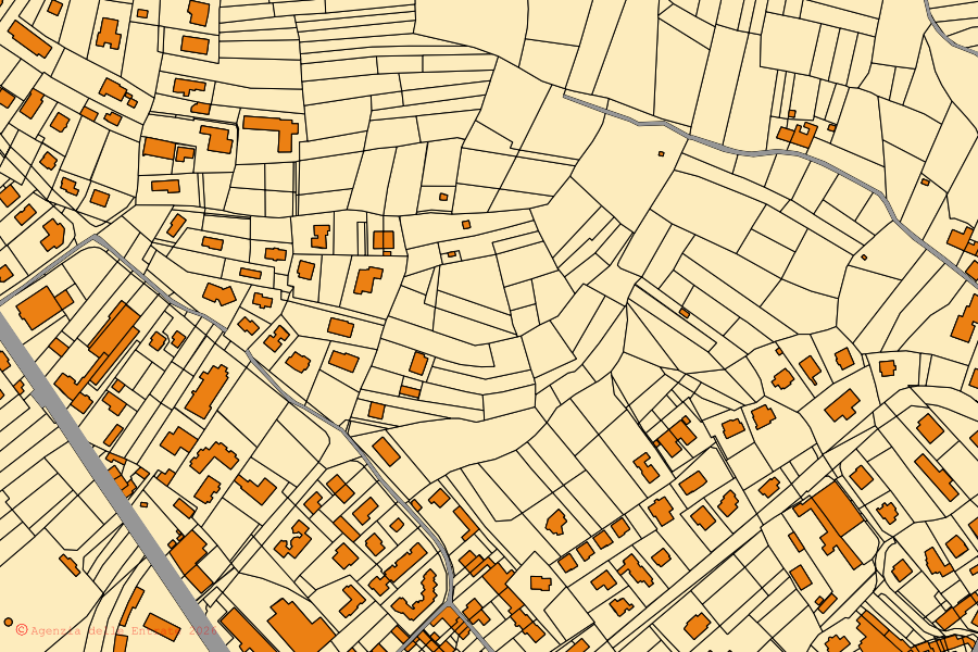 Mappa catastale del centro di Montà: particelle e fabbricati, cartografia Agenzia delle Entrate