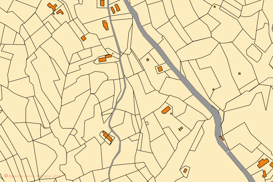 Mappa catastale del centro di Montabone: particelle e fabbricati, cartografia Agenzia delle Entrate