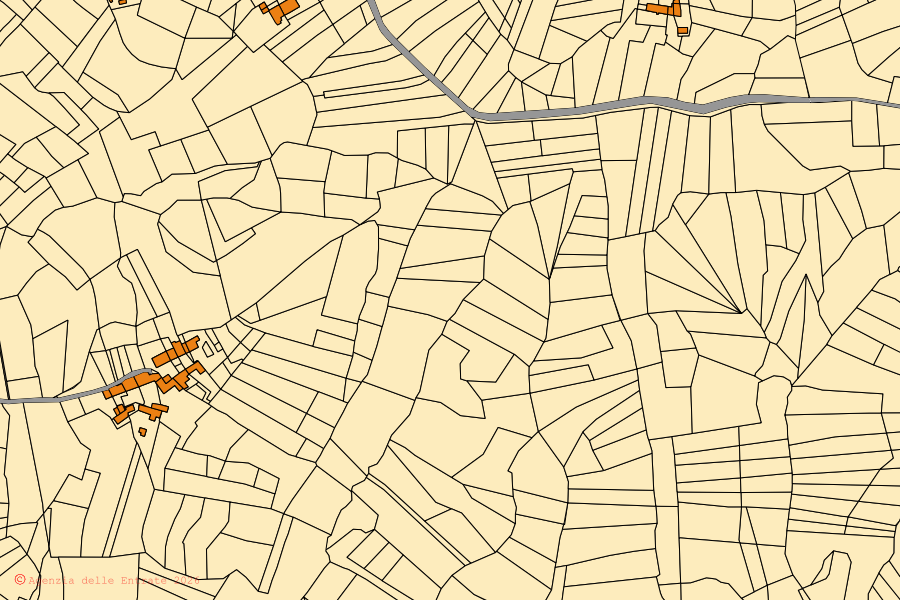 Mappa catastale del centro di Montaldo Roero: particelle e fabbricati, cartografia Agenzia delle Entrate