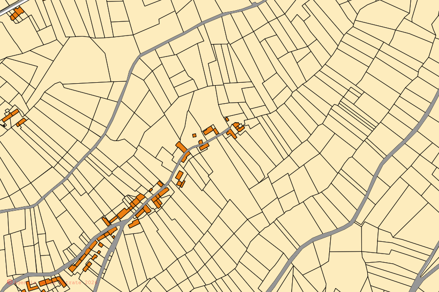Mappa catastale del centro di Montaldo Scarampi: particelle e fabbricati, cartografia Agenzia delle Entrate