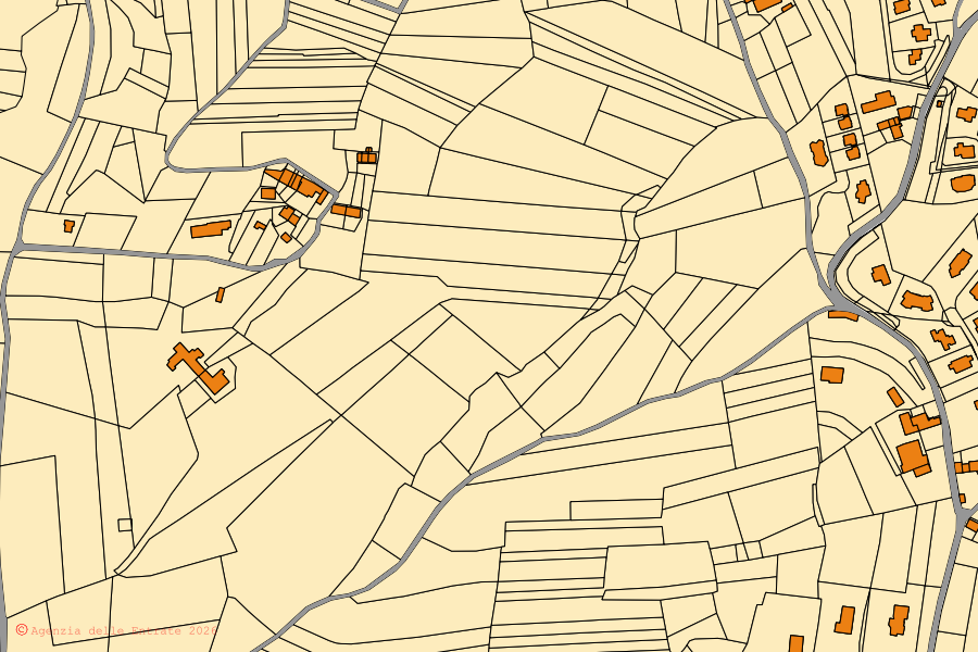 Mappa catastale del centro di Montaldo Torinese: particelle e fabbricati, cartografia Agenzia delle Entrate