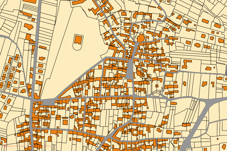 Mappa catastale del centro di Montalenghe: particelle e fabbricati, cartografia Agenzia delle Entrate