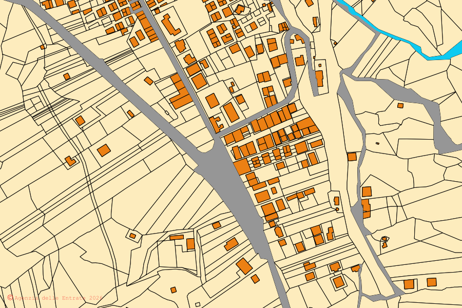 Mappa catastale del centro di Montallegro: particelle e fabbricati, cartografia Agenzia delle Entrate