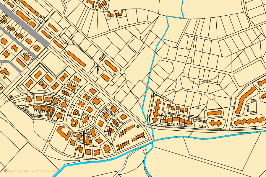 Mappa catastale del centro di Montalto di Castro: particelle e fabbricati, cartografia Agenzia delle Entrate