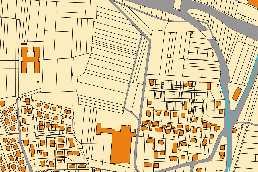 Mappa catastale del centro di Montanaro: particelle e fabbricati, cartografia Agenzia delle Entrate