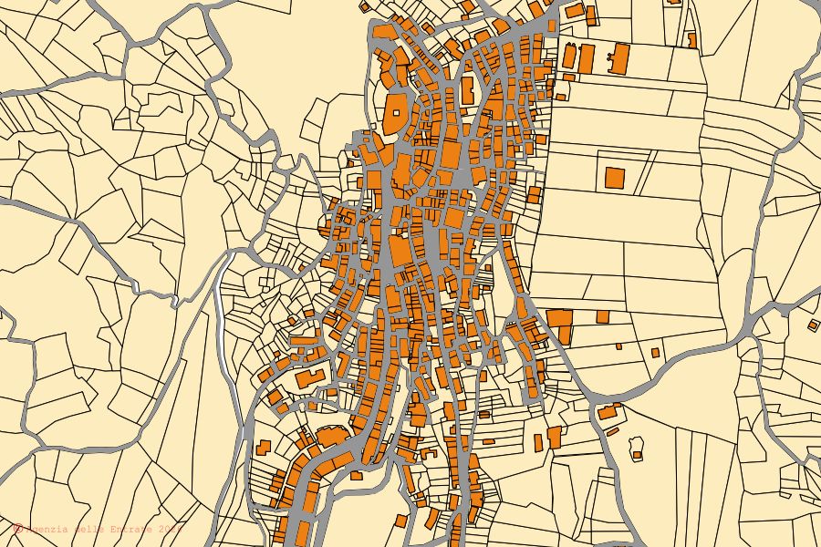 Mappa catastale del centro di Montazzoli: particelle e fabbricati, cartografia Agenzia delle Entrate