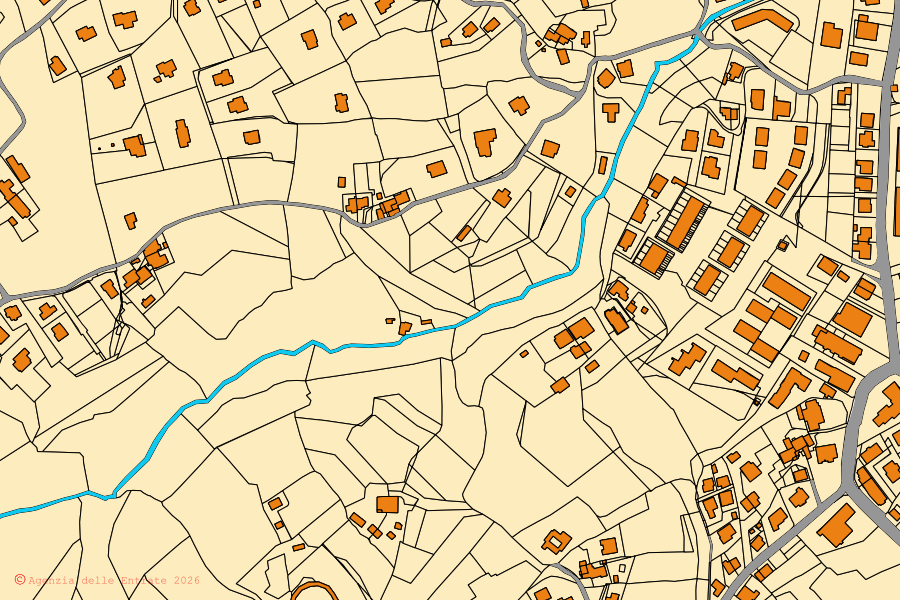 Mappa catastale del centro di Monte San Savino: particelle e fabbricati, cartografia Agenzia delle Entrate