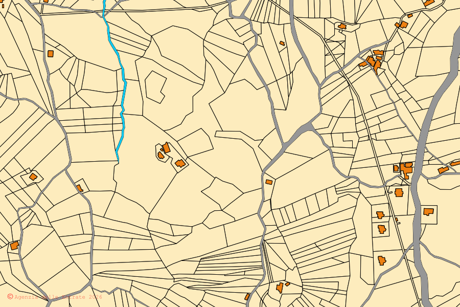 Mappa catastale del centro di Montebello di Bertona: particelle e fabbricati, cartografia Agenzia delle Entrate
