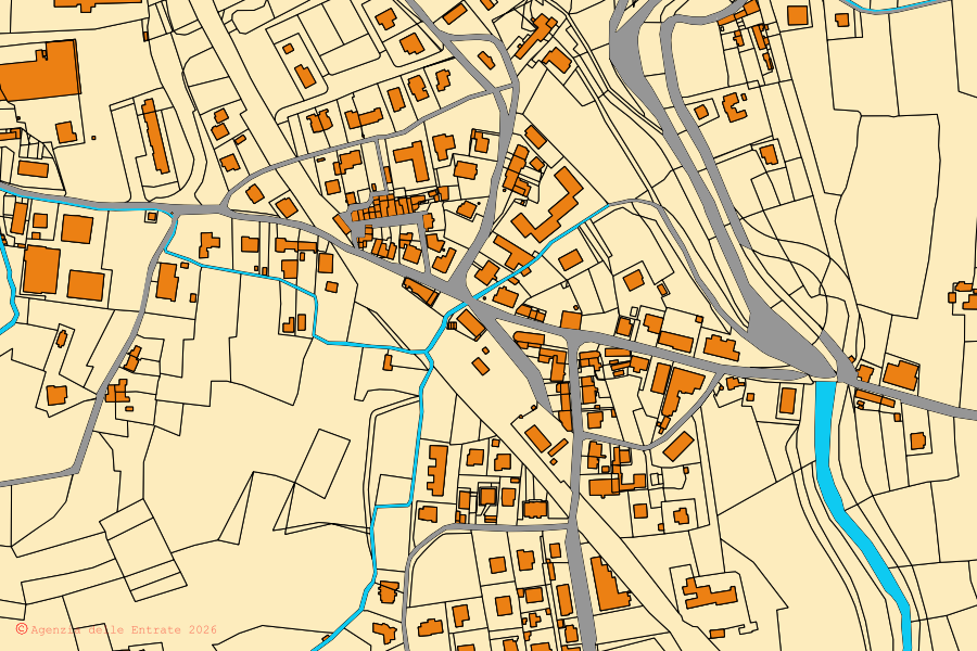 Mappa catastale del centro di Montecarlo: particelle e fabbricati, cartografia Agenzia delle Entrate