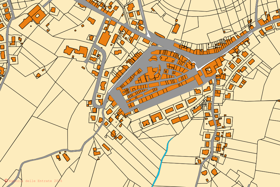 Mappa catastale del centro di Montecarotto: particelle e fabbricati, cartografia Agenzia delle Entrate