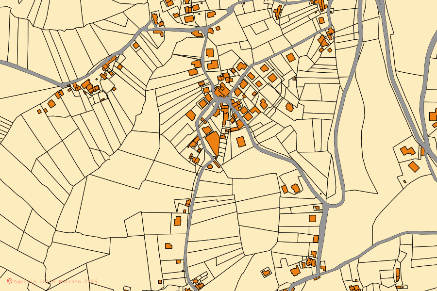 Mappa catastale del centro di Montecchio: particelle e fabbricati, cartografia Agenzia delle Entrate