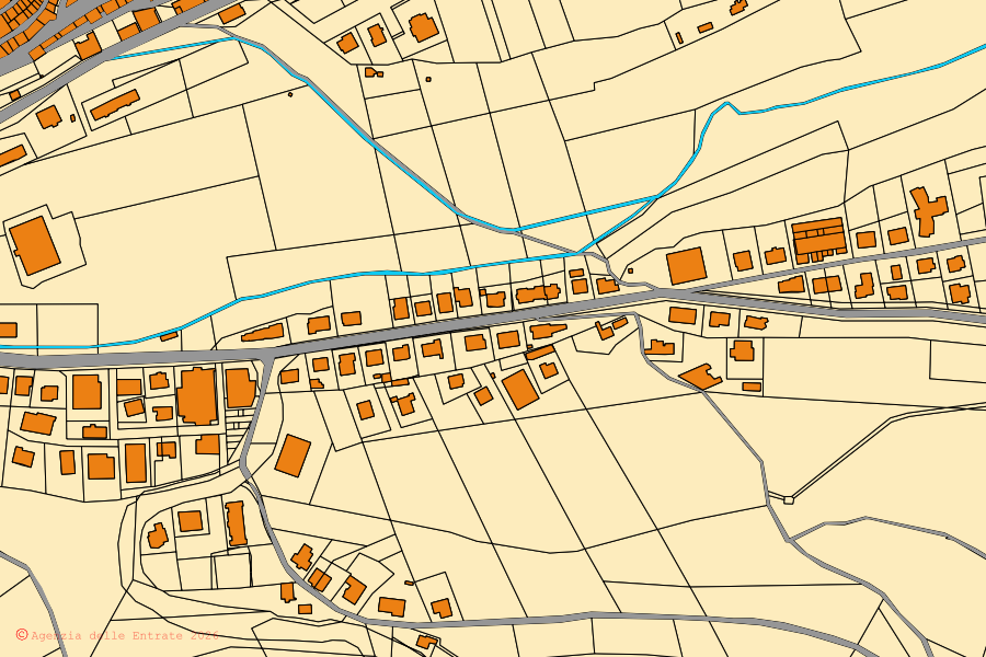 Mappa catastale del centro di Montefiore dell'Aso: particelle e fabbricati, cartografia Agenzia delle Entrate