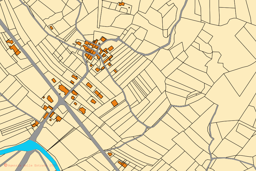 Mappa catastale del centro di Montegioco: particelle e fabbricati, cartografia Agenzia delle Entrate