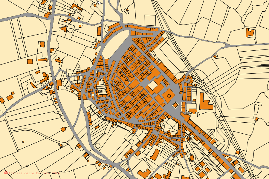 Mappa catastale del centro di Monteleone di Puglia: particelle e fabbricati, cartografia Agenzia delle Entrate