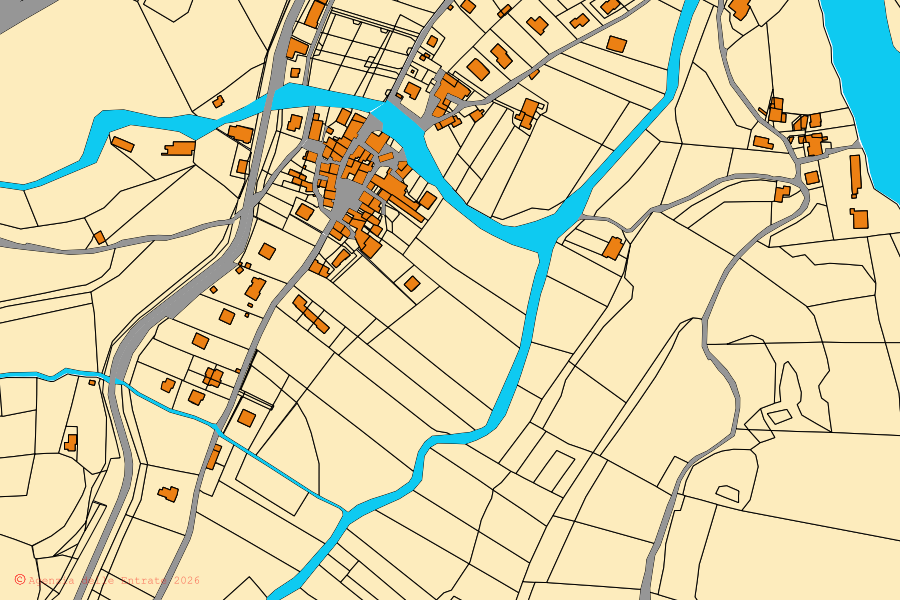 Mappa catastale del centro di Monteleone di Spoleto: particelle e fabbricati, cartografia Agenzia delle Entrate