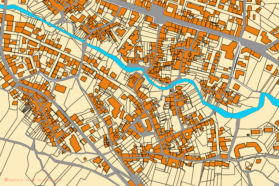 Mappa catastale del centro di Montella: particelle e fabbricati, cartografia Agenzia delle Entrate