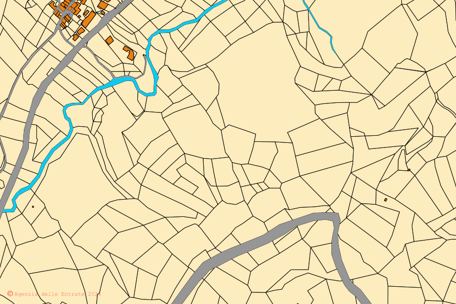 Mappa catastale del centro di Montemonaco: particelle e fabbricati, cartografia Agenzia delle Entrate