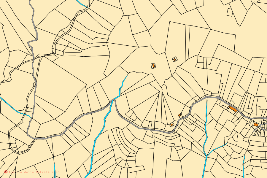 Mappa catastale del centro di Montenars: particelle e fabbricati, cartografia Agenzia delle Entrate
