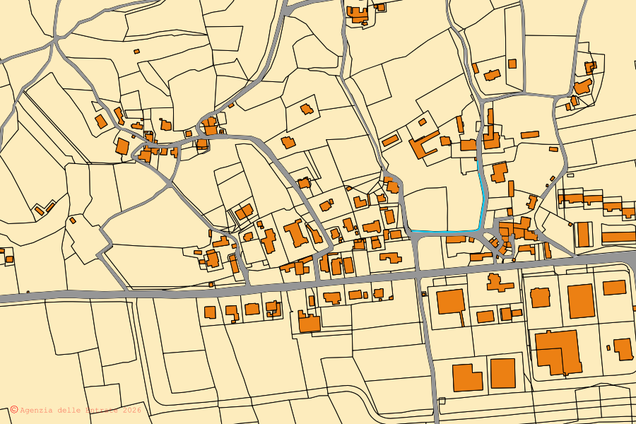 Mappa catastale del centro di Monterchi: particelle e fabbricati, cartografia Agenzia delle Entrate