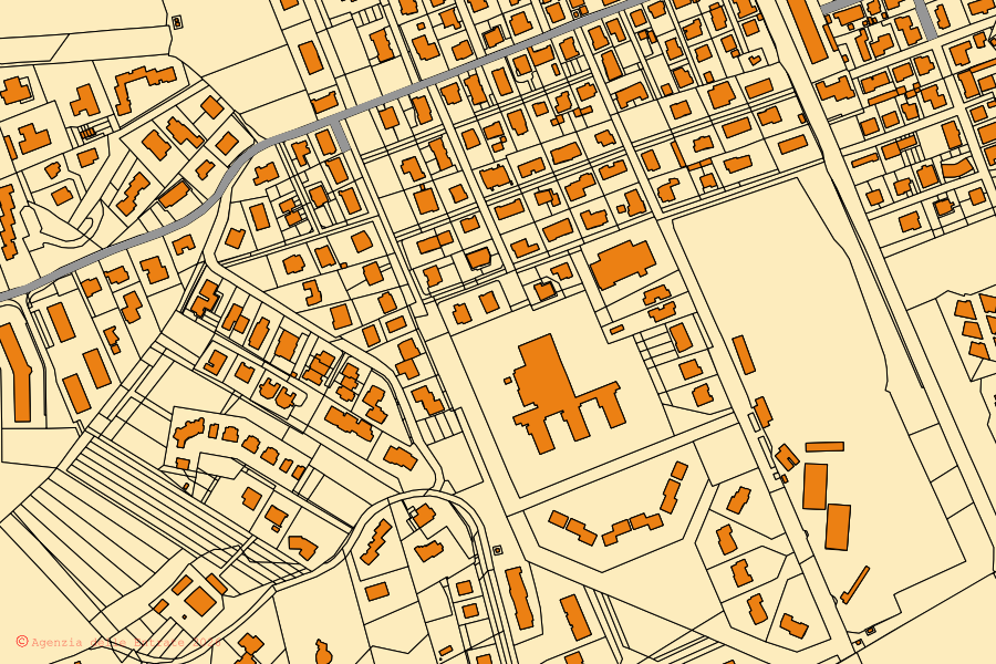 Mappa catastale del centro di Monteroni d'Arbia: particelle e fabbricati, cartografia Agenzia delle Entrate