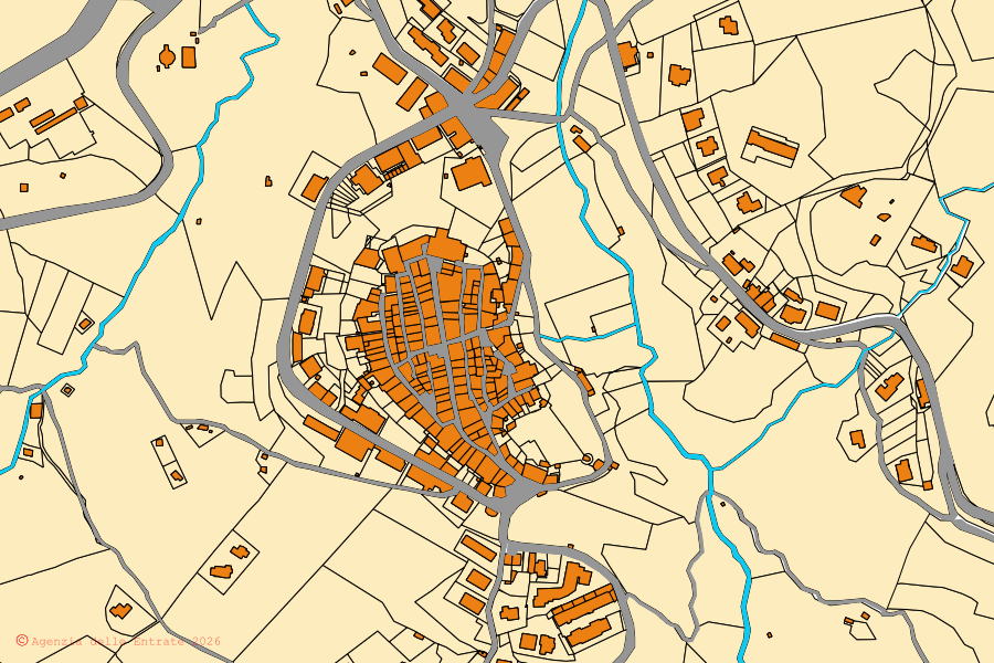 Mappa catastale del centro di Monterotondo Marittimo: particelle e fabbricati, cartografia Agenzia delle Entrate
