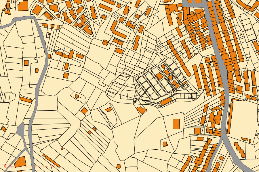 Mappa catastale del centro di Montescaglioso: particelle e fabbricati, cartografia Agenzia delle Entrate