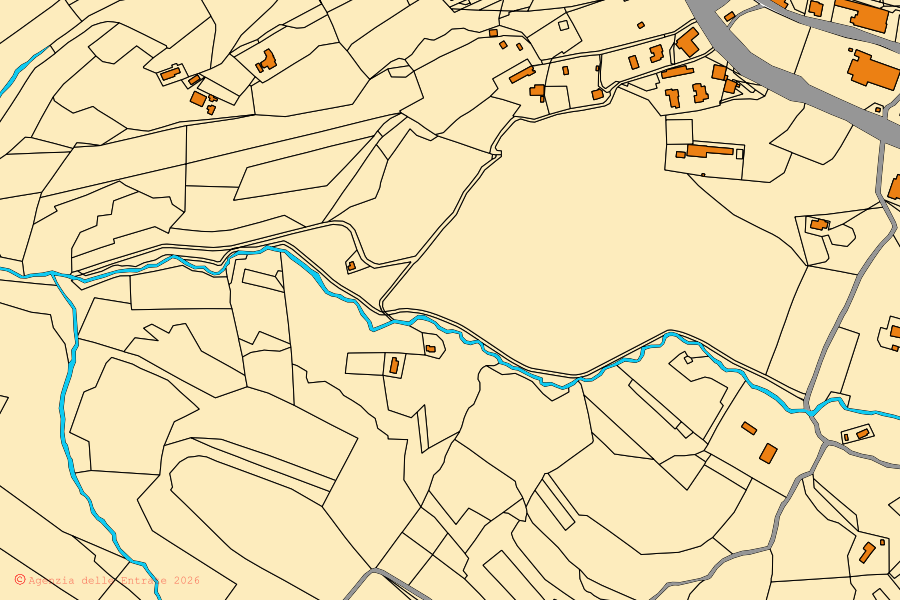 Mappa catastale del centro di Montescudaio: particelle e fabbricati, cartografia Agenzia delle Entrate