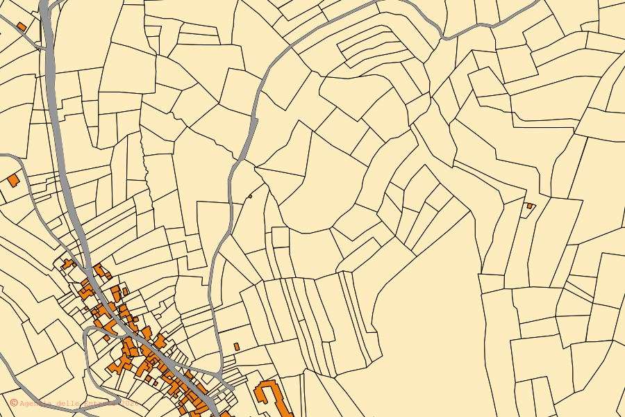 Mappa catastale del centro di Montezemolo: particelle e fabbricati, cartografia Agenzia delle Entrate