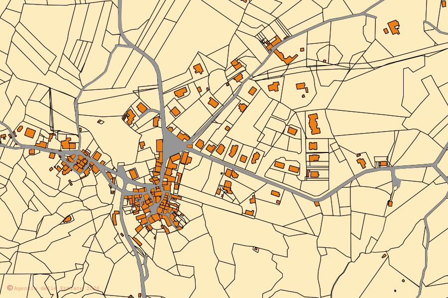 Mappa catastale del centro di Monticiano: particelle e fabbricati, cartografia Agenzia delle Entrate