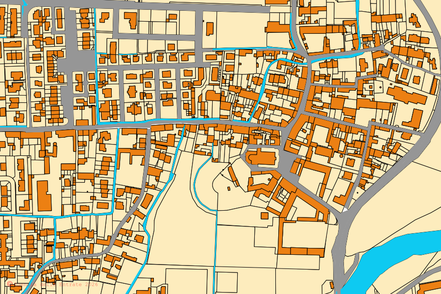 Mappa catastale del centro di Montodine: particelle e fabbricati, cartografia Agenzia delle Entrate